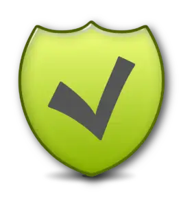 Green shield-shaped icon with a dark checkmark.